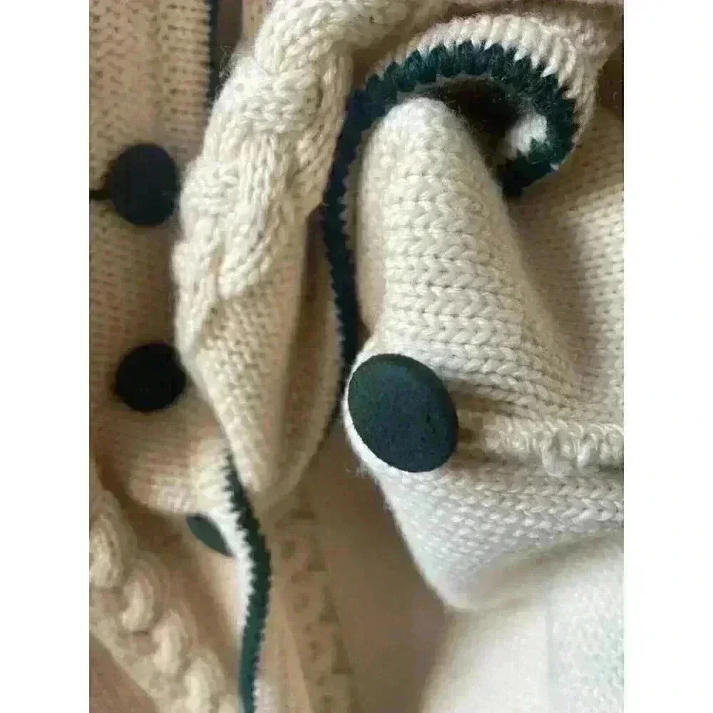 Vintage Astrifa Gestrickte Trach Holiday Cream Ivory Wool Cardigan Size 44 M/L - Picture 7 of 12